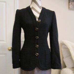 Valentino Boutique "V" Women's Navy wool jacket blazer size 6 Made in Italy